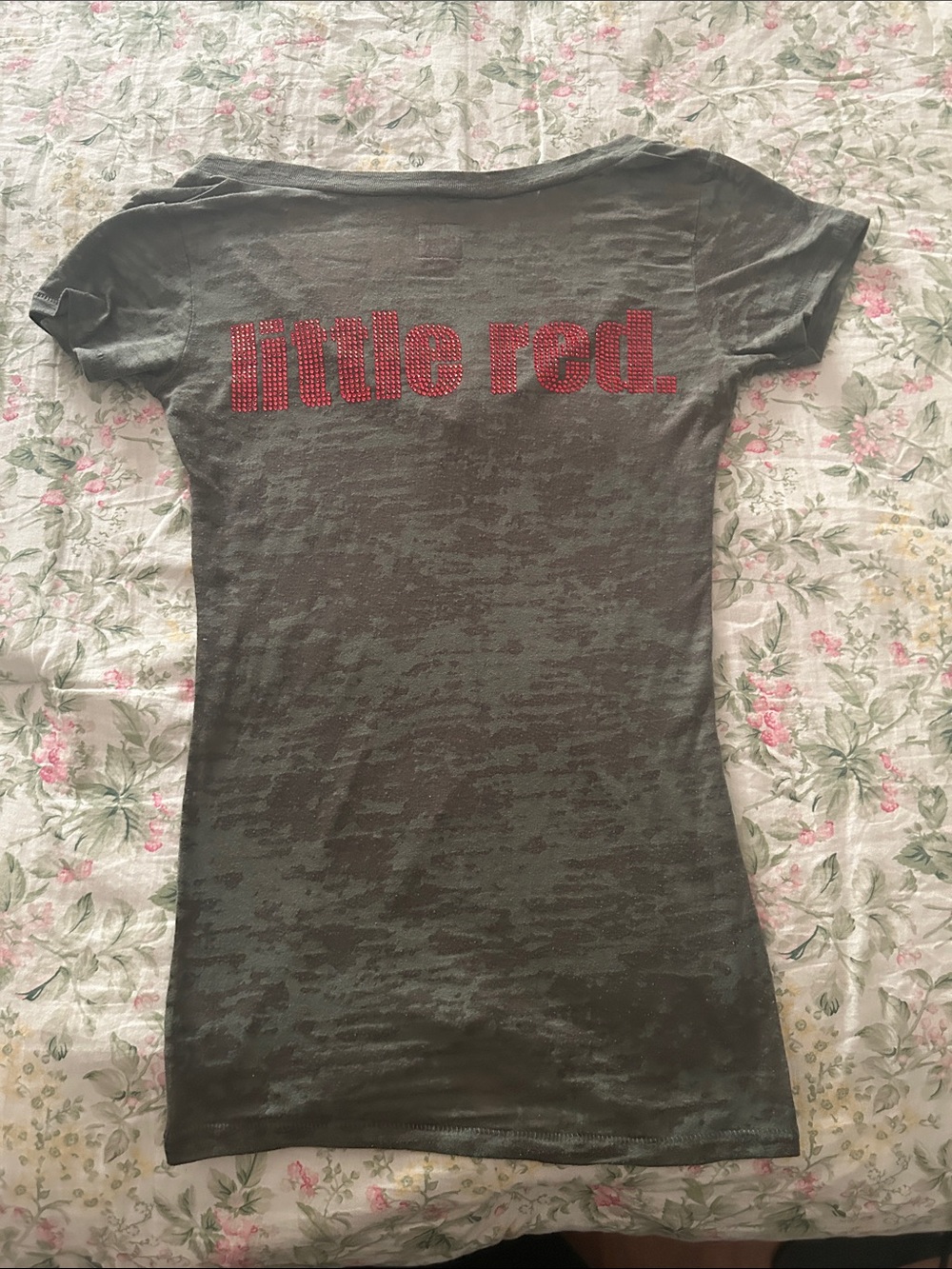 Y2K bedazzled graphic v neck
